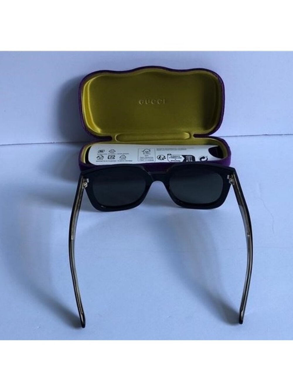 New Authentic Gucci GG0912s 001 Men Black Sunglasses with Purple & Gold Case - Picture 10 of 12